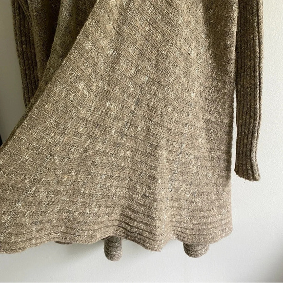FREE  People Speckled Oversized Open Cardigan Sweater Taupe Size L - Picture 8 of 12